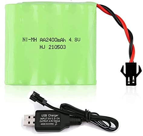 Yangers 4,8 V 2400 mAh NI-MH AA wiederaufladbare Batterie Pack SM 2P Steckverbinder mit USB-Ladekabel Set für RC Auto LKW Jumper Bagger Spielzeug