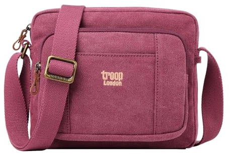 TRP0235 Troop London Klassische Umhängetasche aus Segeltuch, burgunderfarben, M