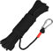 Cuerda de Seguridad de Alta Resistencia, Cuerda de Nailon Trenzado, Cuerda de Escalada, Cuerda de Pesca, Cuerda de Rescate con mosquetón, Cuerda Multiusos para Pesca magnética (8 mm, Negro)