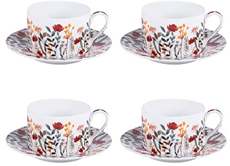 Table Passion - Coffret de 4 tasses et sous tasses 18 cl Flor