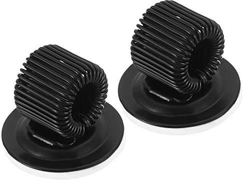 PATIKIL Pen Holder Clips, 2Pcs Metal Self Adhesive Spring Loop Pencil Organizer for Office Wall Refrigerator Whiteboard Map, Black