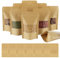 AUAUY 100pcs Papiertüten mit Fenster, Imprägniern Kraftpapiertüten, Standbodenbeutel Mit Sichtfenster, Kraftpapierbeutel, Standbeutel aus Kraftpapier für Nüsse Kaffeebohnen Teeblätter Gewürze (9*14cm)