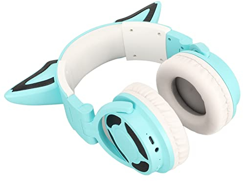 RGB Katzenohr Kopfhörer, BT 5.3 Gaming Headset, Kabelloses Rauschunterdrückungs USB C Faltbares Gaming Headset mit 7.1 Surround Sound Mikrofon Zum Hören