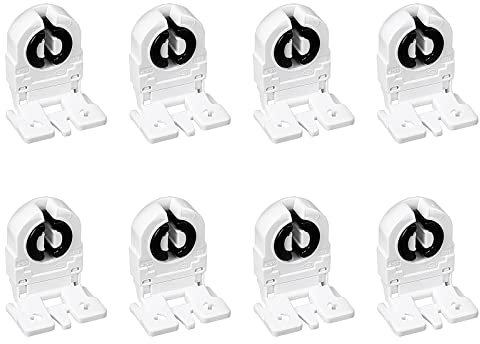 QUARKZMAN 8 Stück 2A T8 LED Röhrensockel Nicht Überbrückte Einkopf Leuchtstoff Lampenhalterung G13 Sockel für LED Leuchtstoff Röhrenersatz Weiß