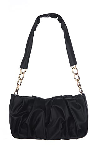 Octwine Kleine Geldbörse, klobige Kettengliedertasche, Wolkenform, Knödel, Clutch, Unterarmtasche, stilvolle niedliche Geldbörse, Umhängetasche für Damen und Mädchen (schwarz)