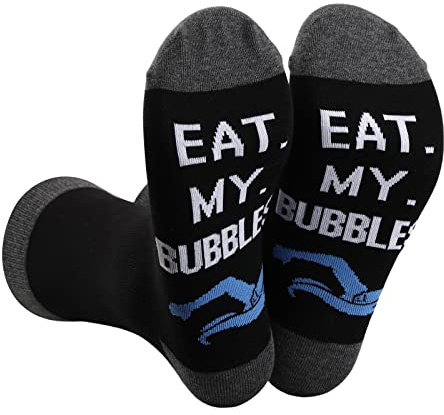 BDPWSS Calzini da nuoto per amanti del nuoto nuotatore amante della piscina Coach regalo di ringraziamento divertente Eat My Bubbles 2 paia di calzini da nuoto, Calzini My Bubbles, 4-13