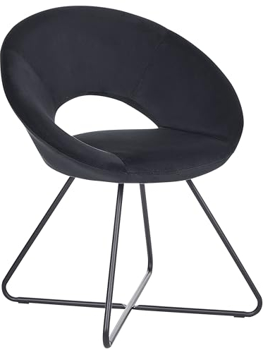 Beliani Sessel rund Samt schwarz mit Metallgestell Kufengestell Glamourös Retro Rachel