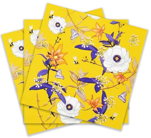 Zelten Bunte Papier Party Servietten, 20 Count Shabby Chic für Hochzeit, Innen, Tea Party, Decoupage, Lilies and Peonies