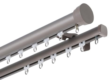 1–5m Lange Gardinenstange Mit Kappen-Endstücken, Erker-Vorhangschiene Zur Wandmontage, Doppel-Vorhangschienen-Set Für Hotels, Krankenhäuser, Gewerbliche Standorte ( Color : Gray , Size : B-1.2m(1.2m*2