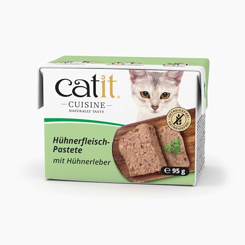 Catit Cuisine - Premium Nassfutter für Katzen - Pastete mit Hühnerfleisch und Hühnerleber, Alleinfuttermittel, 95g, getreidefrei, hoher Fleischanteil