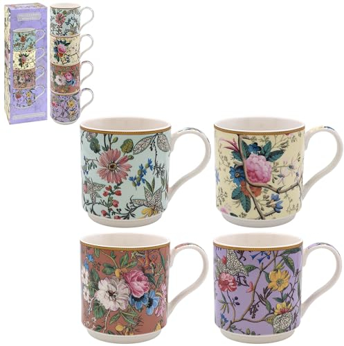 Lesser & Pavey Stacking Mugs Set of 4 | Ceramic Coffee Mugs Set for Home or Work | Premium Design Mugs Set for All Occasions | Lovely Mugs for Tea, Coffee & Hot Drinks - William Kilburn