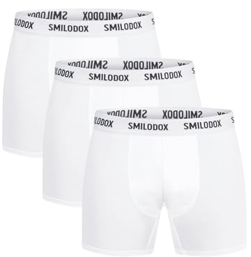 SMILODOX Herren Boxershorts 3er Set - Shaped Fit Unterhosen Männer mit Normalem Bund, Elastisch & Atmungsaktiv, Modalfasern, Mittellang, Logo Waistband - Männer Unterwäsche