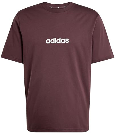 adidas Herren Essentials LINEAR Single Jersey Tee, Aurora Ruby/White, S