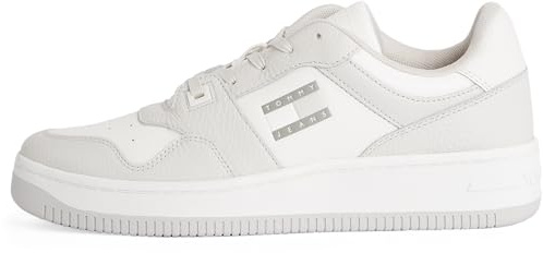 Tommy Jeans Uomo Sneakers con Suola Preformata Retro Basket Tumble Profilo Basso, Grigio (Stratus Grey), 44