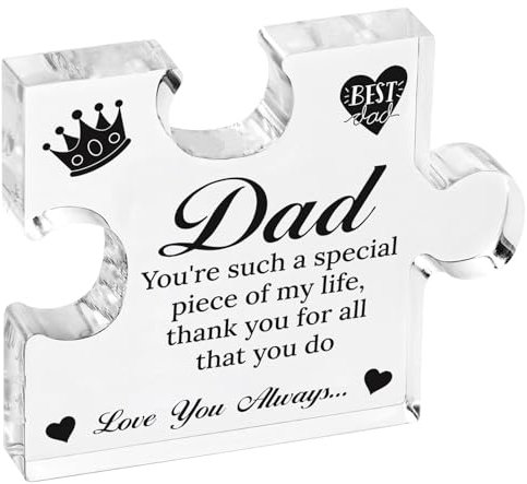 Acrylic Present Ornament Jigsaw Piece Thoughtful Present for Dad Step Dad Gifts from Son Daughter Birthday