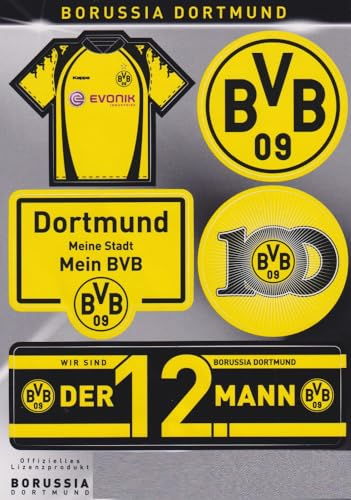 Borussia Dortmund Aufkleberkarte - Heja BVB - 6er Set | Aufkleber | Sticker BVB 09 - Plus Lesezeichen I love Dortmund