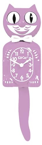 Kit-Cat Klock®, orologio da parete in edizione limitata, color lilla pastello, iconico retrò, con occhi e coda mobili, funzionamento a batteria, prodotto negli Stati Uniti, orologio moderno