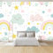 Papier Peint Panoramique Arc-En-Ciel, Nuages, Étoiles 350x256 cm Papier Peint Intissé Mural, Poster Geant Mural Impression 3D, pour Salon Chambre d'enfants restaurant Décoration Murale