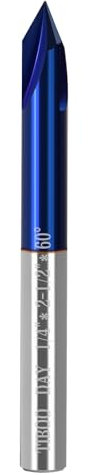 TIBOO DAY 60° V Groove Router Carving Bit, 1 Flute, Carbide, 1/4 Shank, 2.5 Total Length, V-Groove Cut, Edge Treatment & Grooving Router Bit