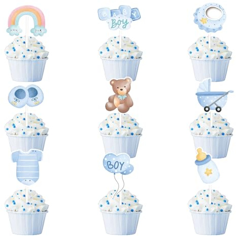 Cupcake-Dekorationen für Babys, Jungen, Babyparty, Cupcake-Topper, Blau, Dekoration, Kuchen, Geburtstag, Cake Topper, Babyparty, für verschiedene Partys, Geburtstag, Dekoration