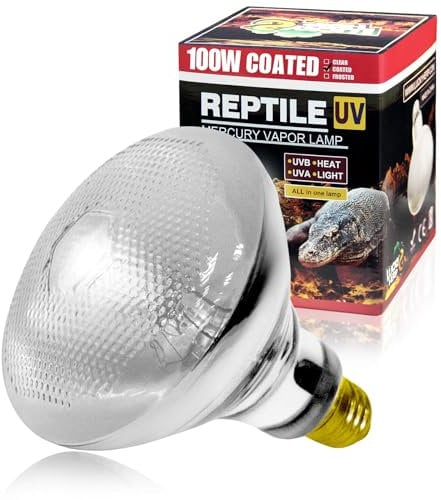 LUCKY HERP UVA UVB Wärmelampe Terrarium, E27 Reptilien UVB Lampe Terrarium 100W, D3 UV Basking Spot Lampe für Schildkröte, Bartagame, Eidechse, Gecko