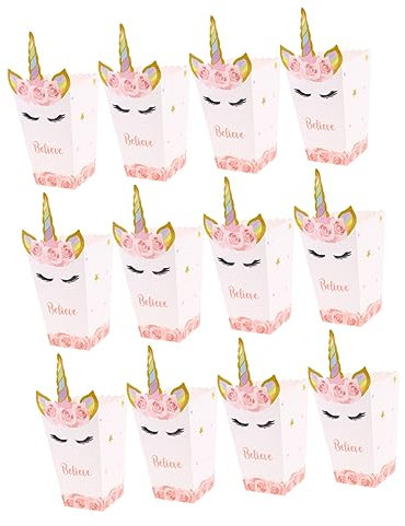 COLLBATH 12 Popcornboxen Mit Einhorn-design Papierbehälter Verschlussboxen Für Snacks