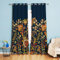 Tokusyou Boho Gardinen Blickdicht Vorhänge Blumen Vintage mit Ösen Landhaus Verdunklungsvorhange Dekoschal Thermovorhang Kälteschutz Marineblau für Fenster Wohnzimmer 2er Set 240×132cm(H×B)
