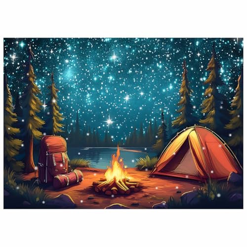 AIIKES 7x5FT Wald Landschaft Camping Hintergrund Lagerfeuer Zelt Hintergrund Kinder Fotografie Erwachsene Geburtstagsparty Dekoration Banner Studio Requisiten XY174