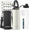 WATERSY Stainless Steel Vacuum Insulated Water Bottle 40oz, Drink Flask Metal Water Bottles 1200ml with 2 Lids Leakproof (Straw Lid and Spout Lid) Keep 24 Hours Cold Drinks for Sport, Work, Travel