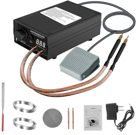 Saldatrice a Punti,Portatile 8000W Saldatrice a Punti per Batterie con Pedale, 1-9 Marce Regolabili per fai da te e produzione di batterie(0,1-0,3mm Foglio di Nichel)