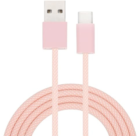 sourcing map 6.56ft USB Type C Charger Cable, 2A Type-C to USB A Braided Charging Cord Data Transfer Cable for Tablet Phone LED Desk Lamp Drone, Pink