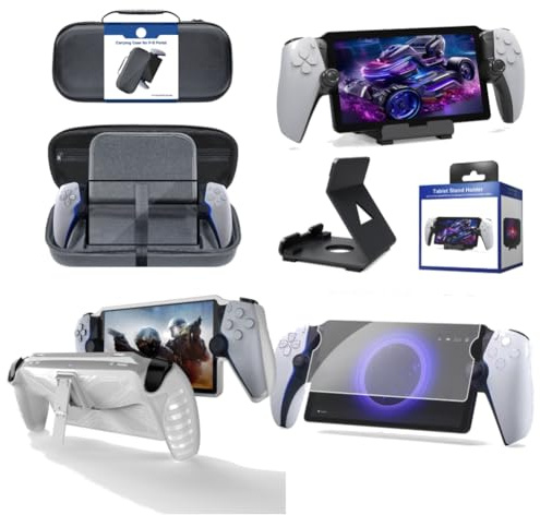 PS Portal Accessories Set - Hard Carrying Case, Silicone Grip Cover, Screen Protector, Game Holder for Playstation 5