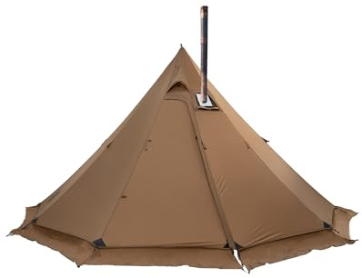 OneTigris NORTHGAZE 2.0 Tipi Zelt für 2–4 Personen Outdoor Camping Zelt mit Ofenloch Abdeckung 4 Jahreszeiten Zelt wasserdicht 3000mm Pyramidenzelt (Nylon)
