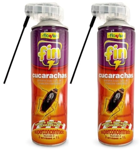 Flower x2 Insecticida Cucarachas y Rastreros Spray Super Concentrado 750 ml | Aerosol Elimina Cucaracha, Hormigas e Insectos Interior y Exterior | Canula para Grietas AntiCucarachas