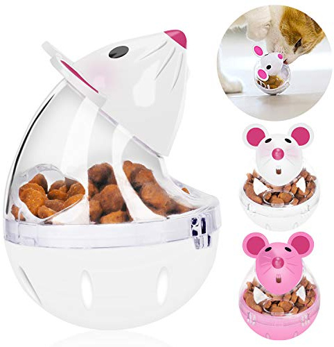 Kronabelle Cat Food Ball, Mouse Tumbler Slow Feeder Toy, Pet Treat Ball with Transparent Food Tank, Interactive Cat Feeder for Treats and Dry Food