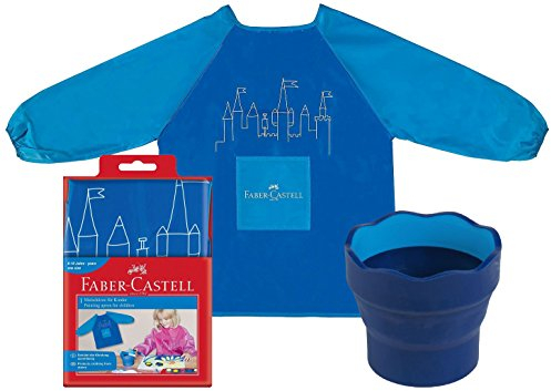 Faber-Castell Kinder-Malschürze , Blau, Schürze + Becher