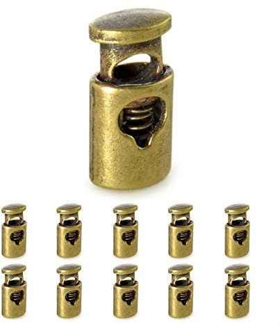 Ganzoo Set edle Silber Metall - Kordelstopper/Kordelklemme (gerade Form/ 1 Loch) für Seile, Jacken UVM. Aus Metall, Marke (10er Set, Bronze)
