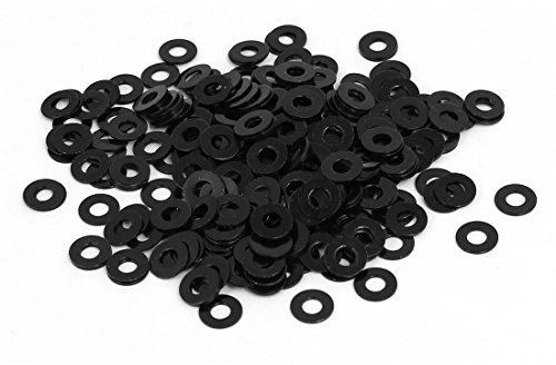 sourcing map M3 x 7mm x 0,5mm Negro Zinc Chapado Planas Arandelas Juntas Espaciadores 300uds