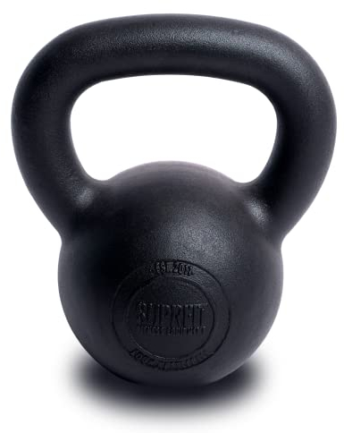 SUPRFIT - Econ Professional Kettlebell 12Kg - Pulverbeschichtete Kugelhantel aus massivem Gusseisen für Fitness, Crossfit & Krafttraining - Schwarze Kettlebells Hantel für Homegym und Fitnessstudios