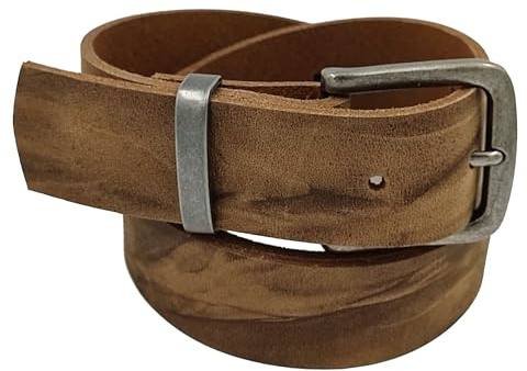 Wolfszeit Ledergürtel SBAS aus braunem Büffelleder mit matt-glänzender Schließe (95cm)