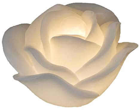 formano - LED Echtwachs Kerze - Weiße Rose 13cm - Blumen-Kerze mit beweglicher Flamme Warm-Weiß Timer-Funktion - Deko-Idee