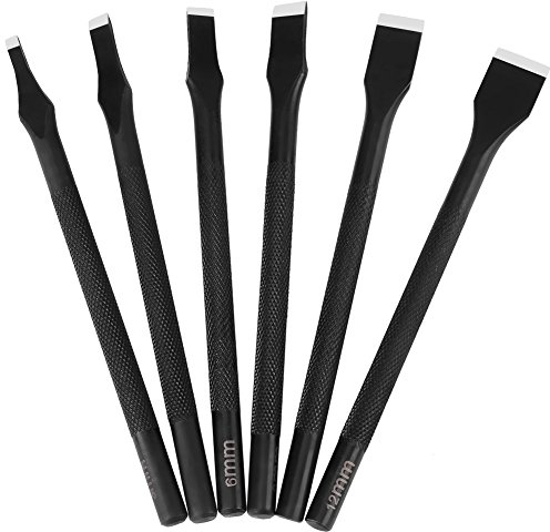 6 Stück Leder Straight Punch 3mm-12mm, Schwarz Schlitz Gerade Flache Spitze Punch Cut Lederhandwerk DIY-Tool