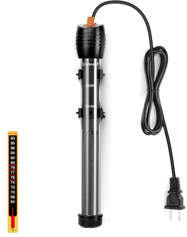 Orlushy Fish Tahk Chauffage Submersible pour Aquarium 200 W avec Bouton de réglage Thermostat 2 ventouses Convient pour Carter de récif Marin