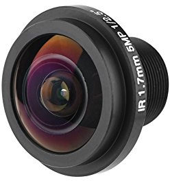 Objectif de caméra CCTV 5MP, M12x0,5 185 ° Objectif de sécurité Fisheye Grand Angle 1.7mm Objectif de sécurité à Distance focale pour caméra Fisheye