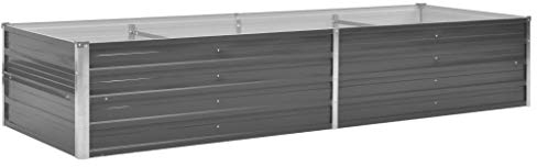 yorten Hochbeet Verzinkter Stahl Garten Pflanzgefäß Metall Pflanzbeet Hochbeet Grau 240 x 80 x 45 cm (L x B x H) Offene Unterseite