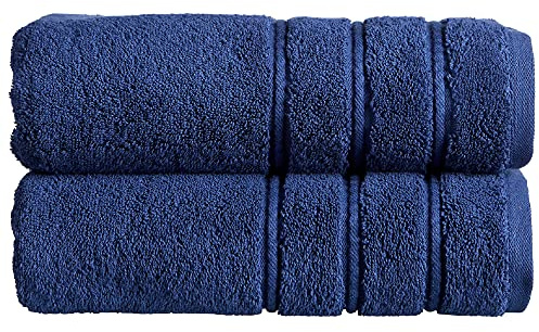 Christy Antalya Large Bath Towels | Set of 2 | 100% Turkish Cotton | 600GSM | Soft Plush Luxury Towel Set | 70cm x 125cm | Quick Dry | Denim Blue