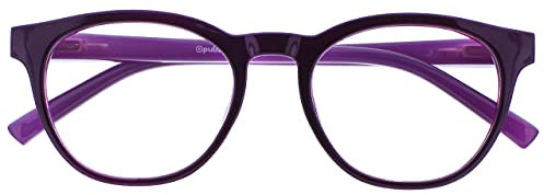 OPULIZE Blu - Occhiali da Lettura Filtro Luce Blu Montatura Tonda Fashion Cerniere a Molla Migliorano il Sonno Gaming Computer Anti Riflesso Viola Uomo Donna B5-5 +1.50