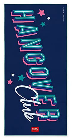 Legami GOOD VIBES-Strandtuch, 85 x 180 cm, Hangover Druck auf einer Seite, hellblau, vielseitig verwendbar für Strand, Pool, Fitnessstudio, Yoga, praktisch, kompakt und leicht, schnell trocknend, sehr saugfähig