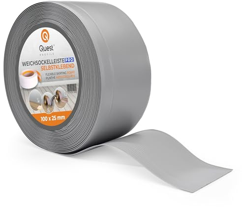 Quest Weichsockelleiste PVC 100x25 mm flexibel - Grau, 5 m