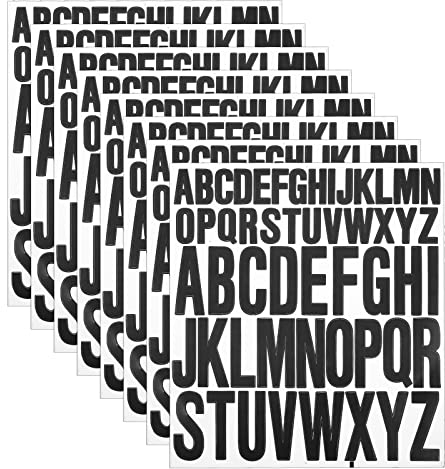 AIEX 8 Blatt Selbstklebende Buchstaben, 2,5cm 5cm Groß Buchstaben Aufkleber Buchstaben zum Aufkleben Scrapbook Buchstaben Wasserfeste Vinyl Alphabet Aufkleber für Kunsthandwerk, Briefkästen (Schwarz)